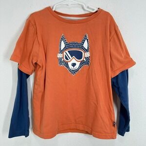 Kite Orange Blue Long Sleeve T-Shirt Skiing Fox Wolf Graphic Kids 9 Years School